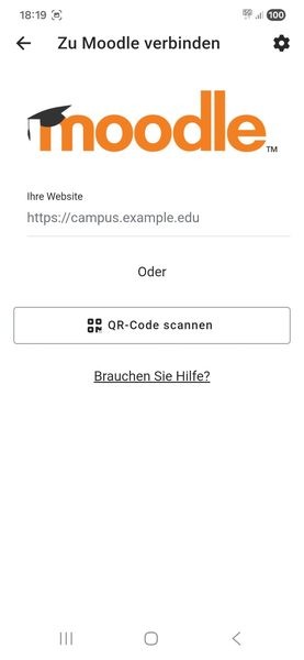 Moodle App – Webseite eingeben